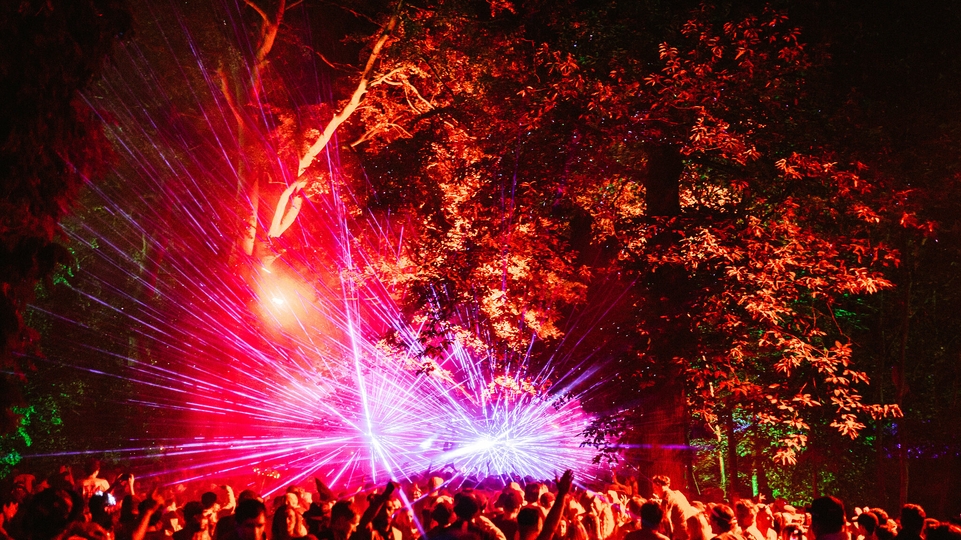 Houghton Festival 2022 lasers over the Pavilion stage