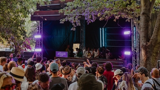 Photo taken from the crowd of Dialled In's stage at Four Tet's festival at Finsbury Park 2022